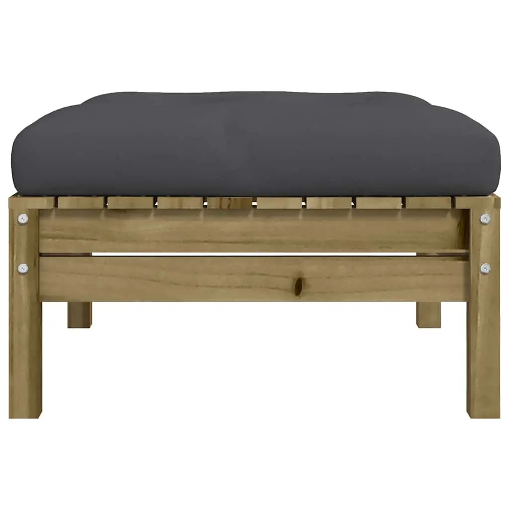 Outdoor Garden Footstools with Cushions 2 Pieces Solid Wood Patio Ottoman