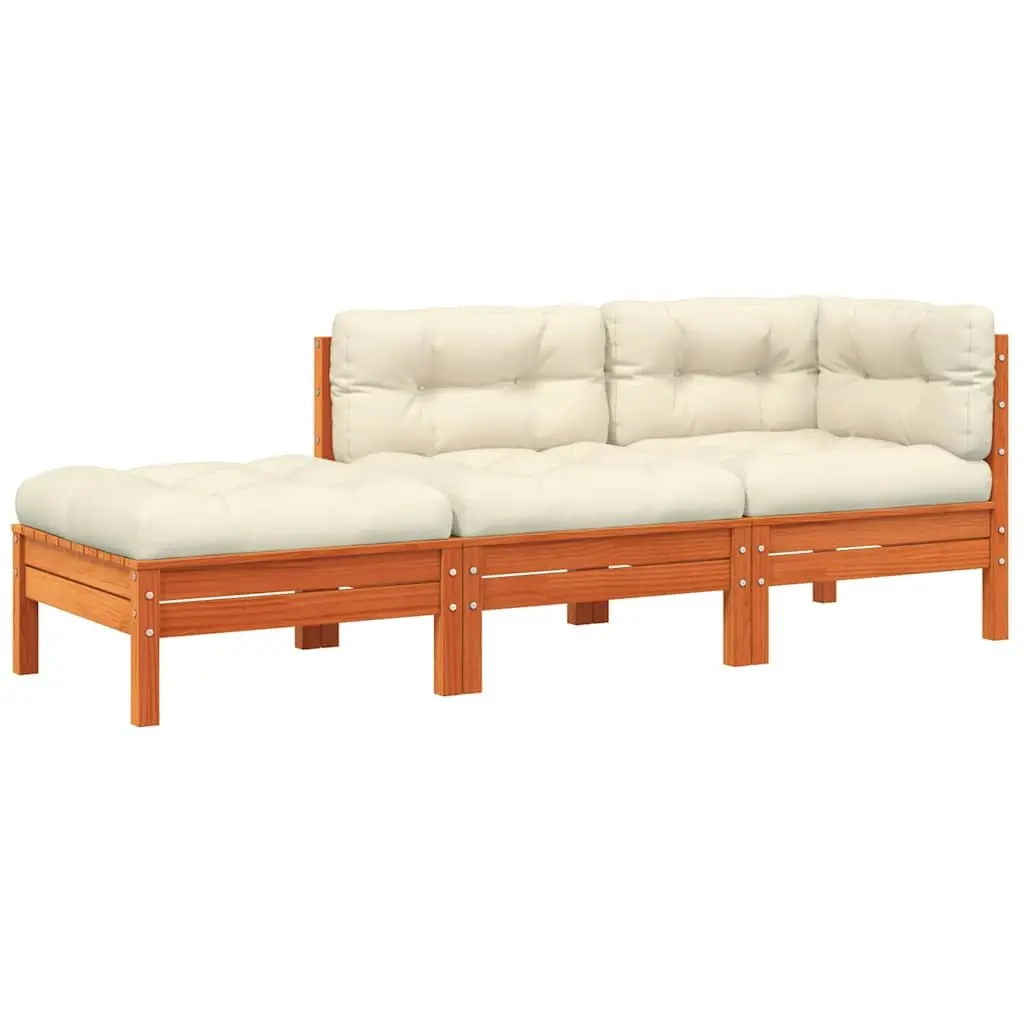 3-Seater Garden Sofa with Footstool and Cushions