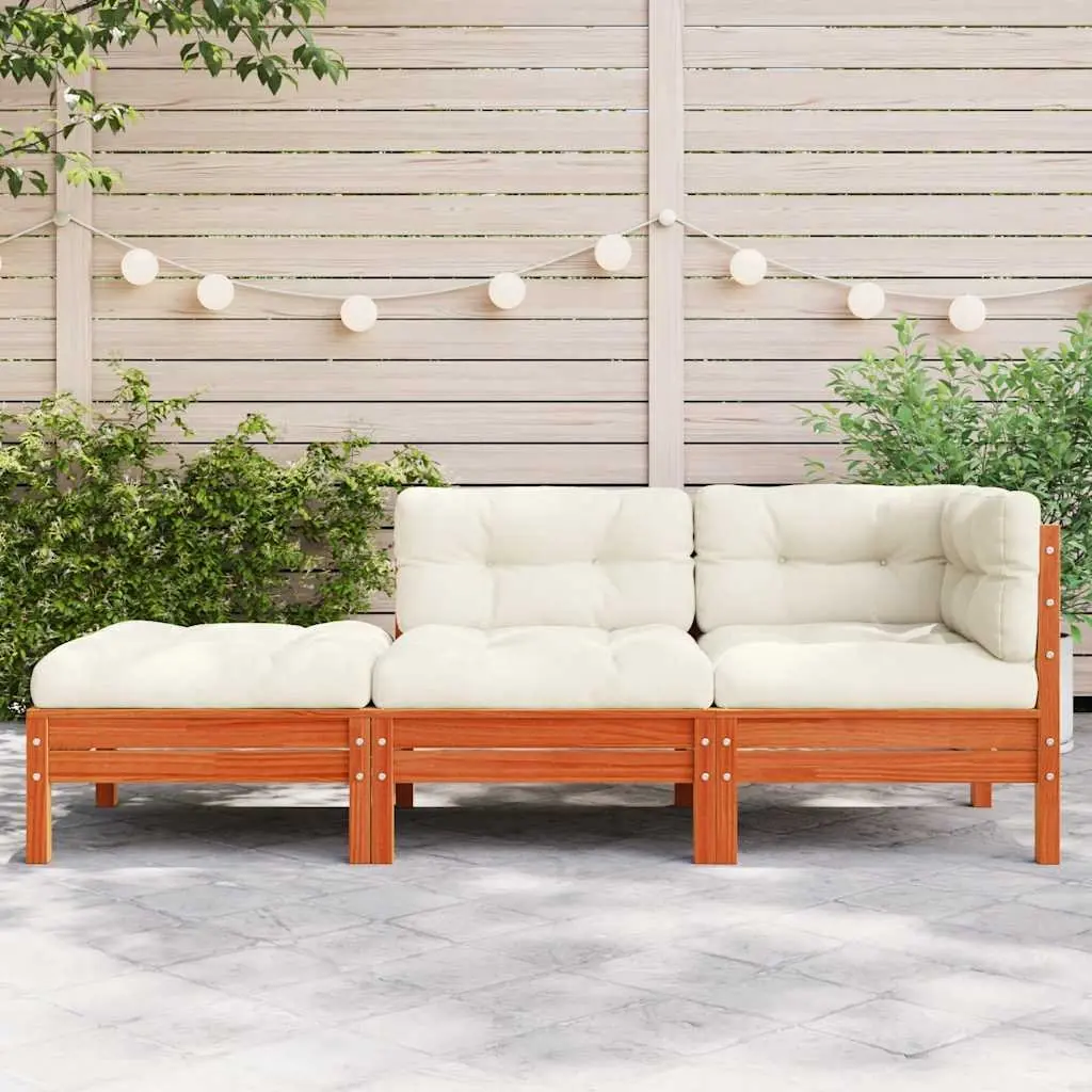 3-Seater Garden Sofa with Footstool and Cushions