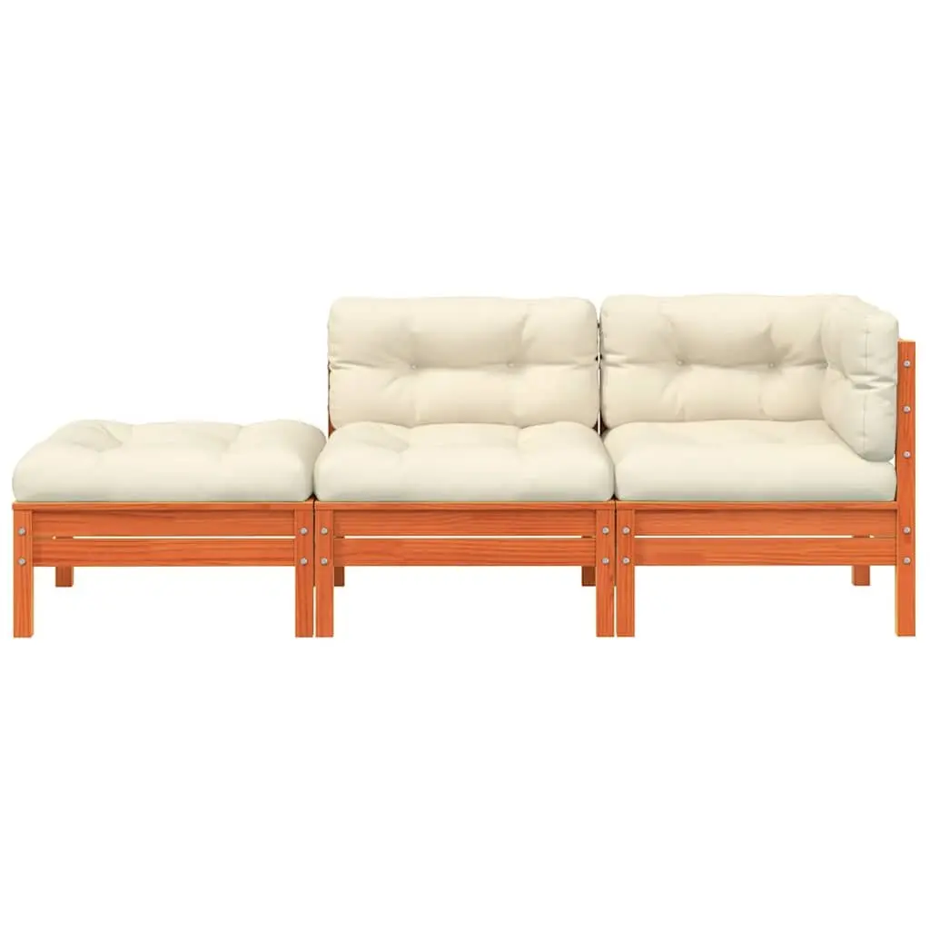 3-Seater Garden Sofa with Footstool and Cushions
