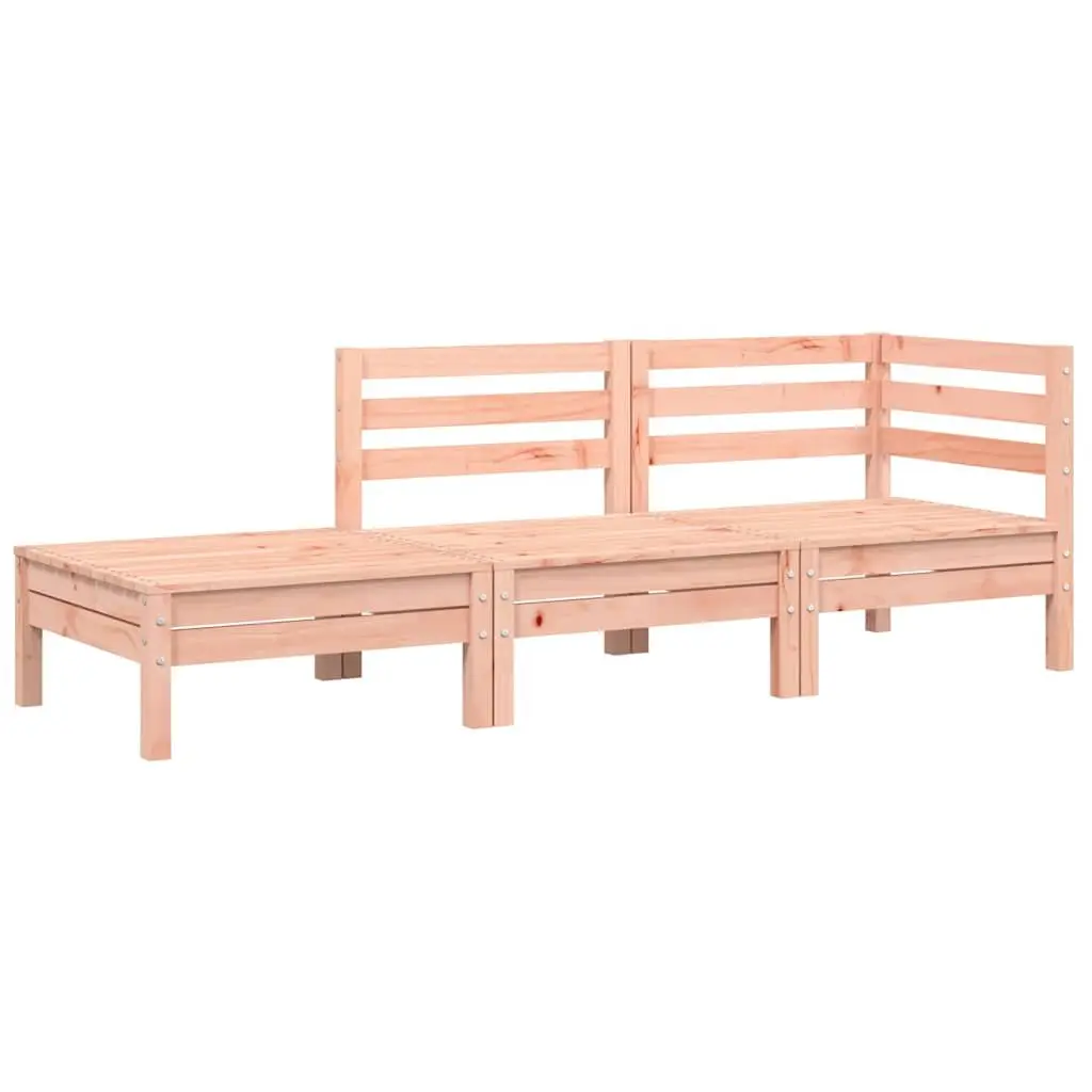 3-Seater Sofa Solid Douglas Wood Brown with Cushions and Footstool Modular Outdoor Garden Patio Furniture