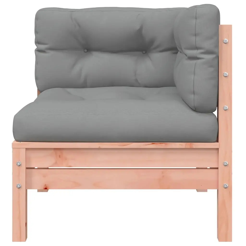 3-Seater Sofa Solid Douglas Wood Brown with Cushions and Footstool Modular Outdoor Garden Patio Furniture