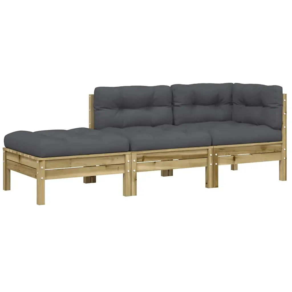 3-Seater Garden Sofa with Cushions & Footstool