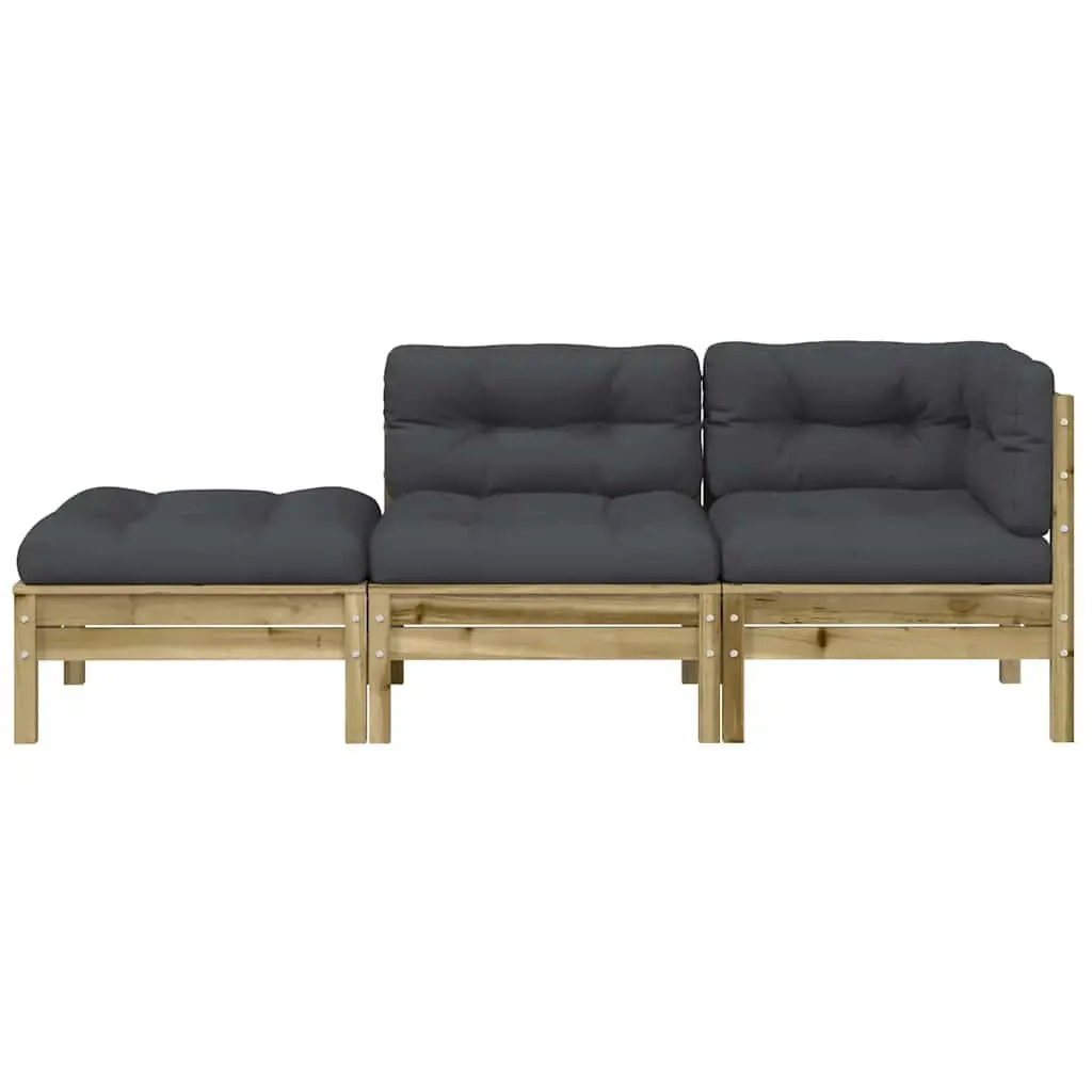 3-Seater Garden Sofa with Cushions & Footstool