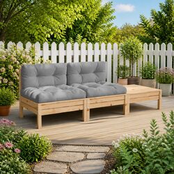 Durable 2-Seater Garden Sofa with Cushions & Footstool