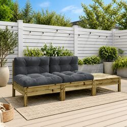 High-Quality 2-Seater Wooden Garden Sofa with Footstool