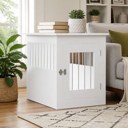 Stylish White Dog Crate End Table with Durable Build