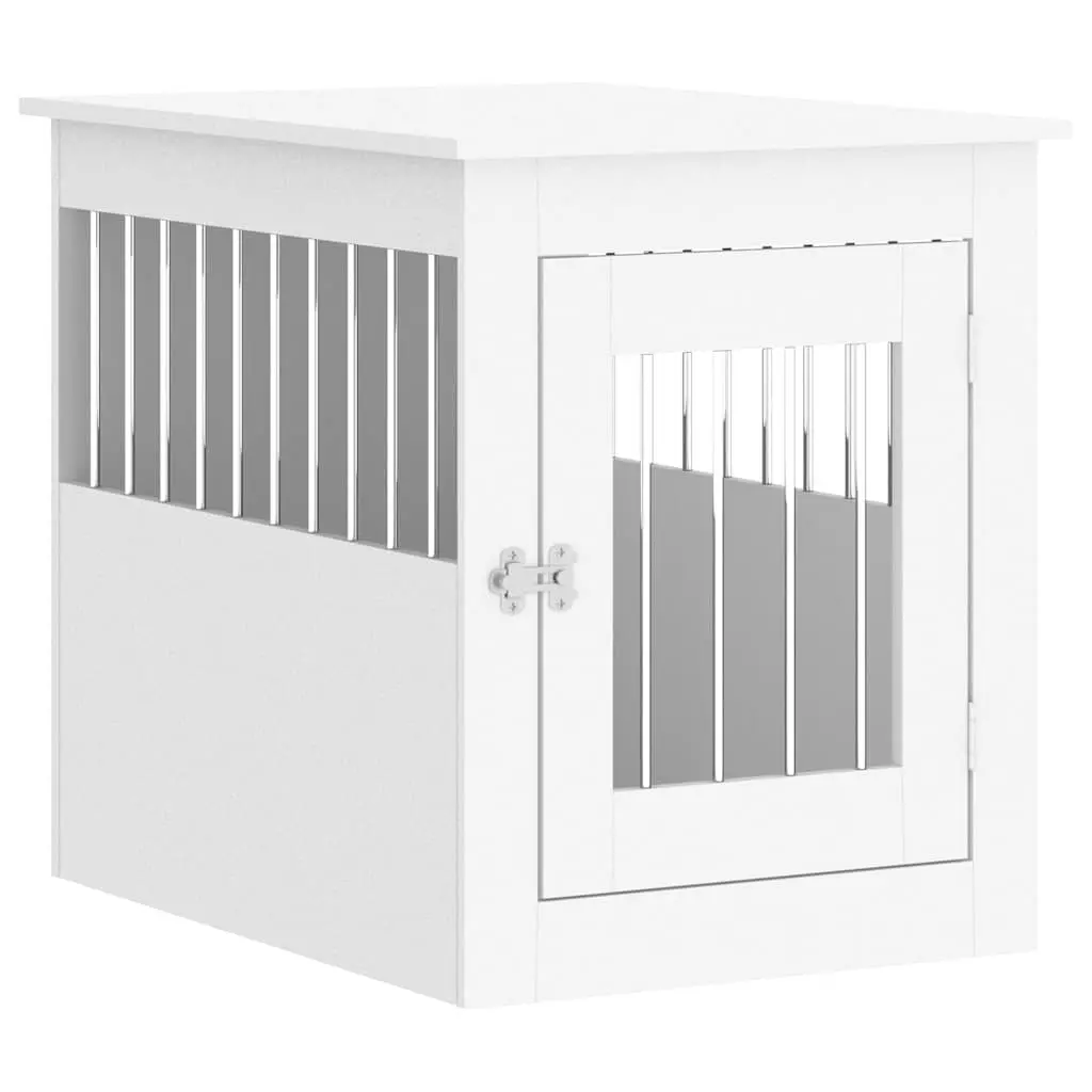 White Dog Crate End Table with Durable Build