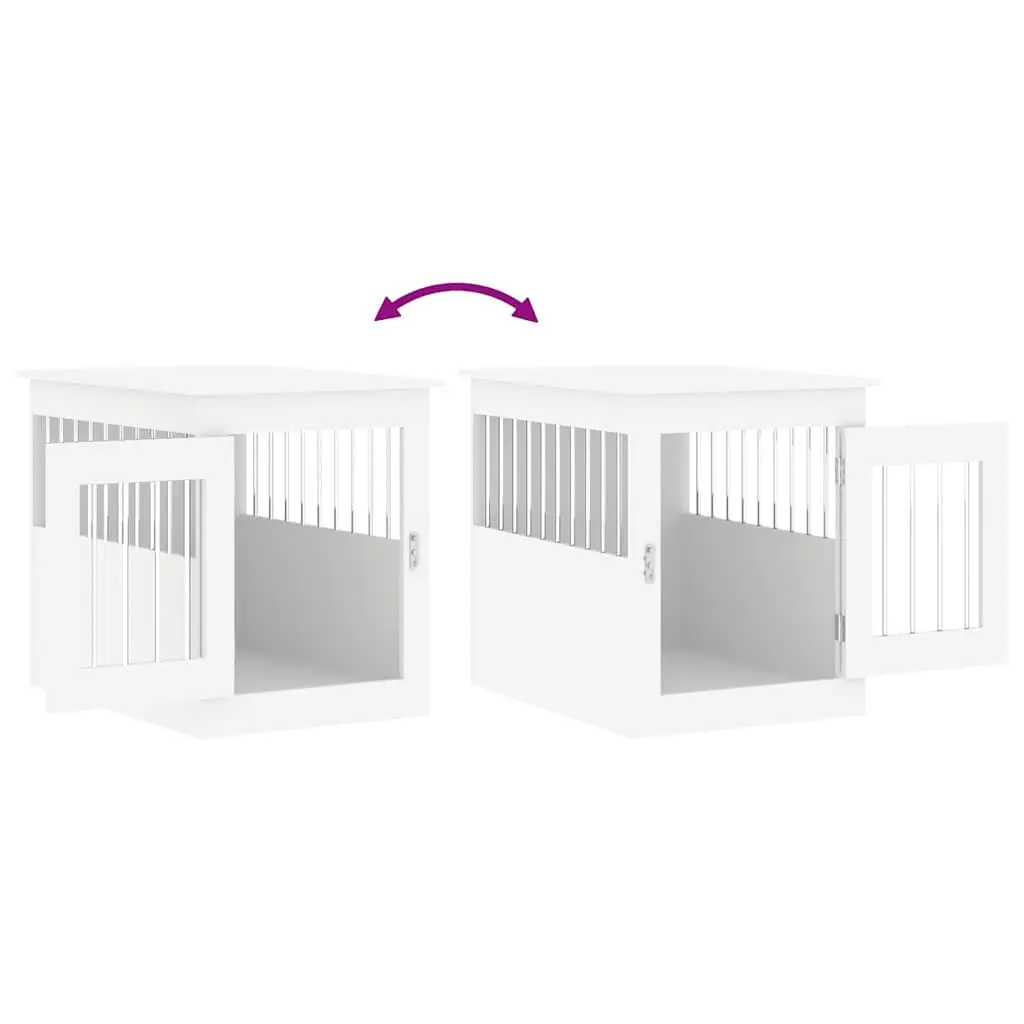 White Dog Crate End Table with Durable Build