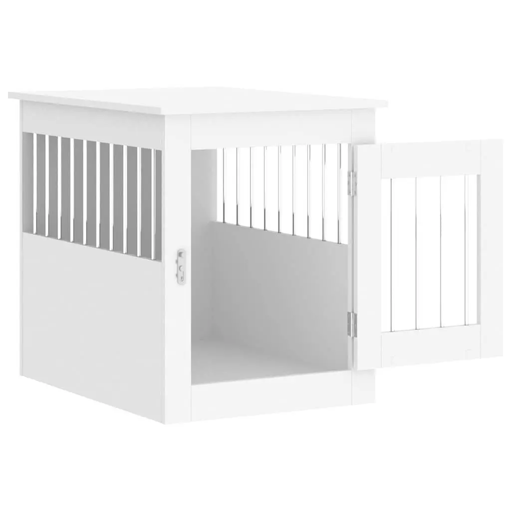 White Dog Crate End Table with Durable Build