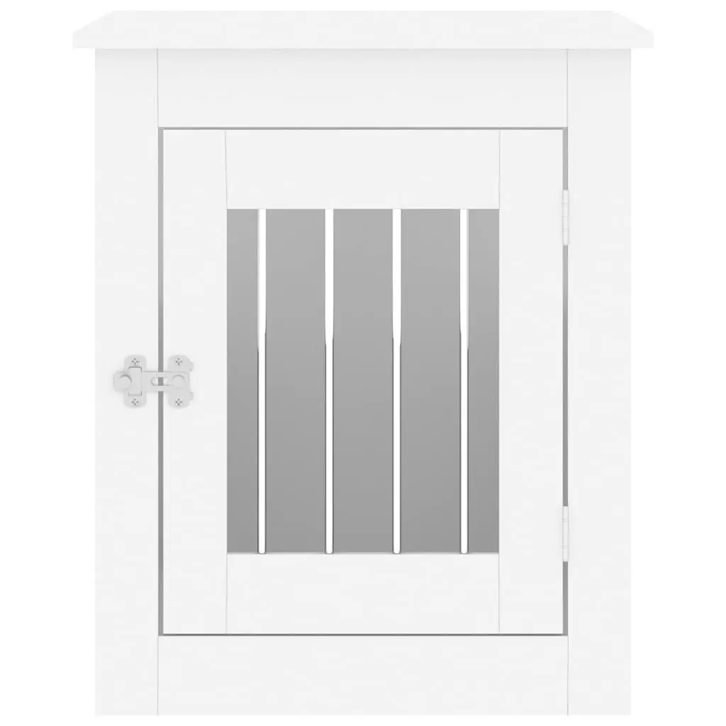 White Dog Crate End Table with Durable Build