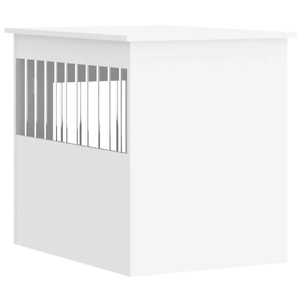 White Dog Crate End Table with Durable Build