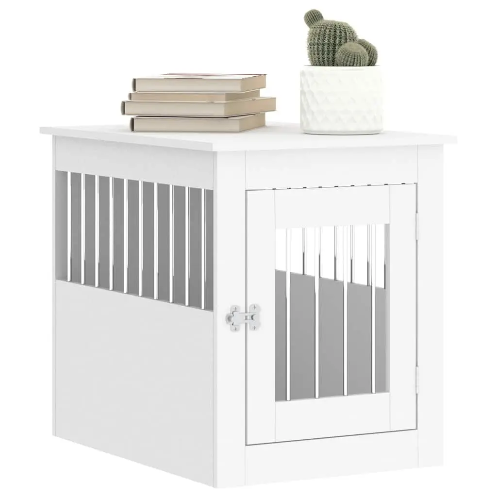 White Dog Crate End Table with Durable Build