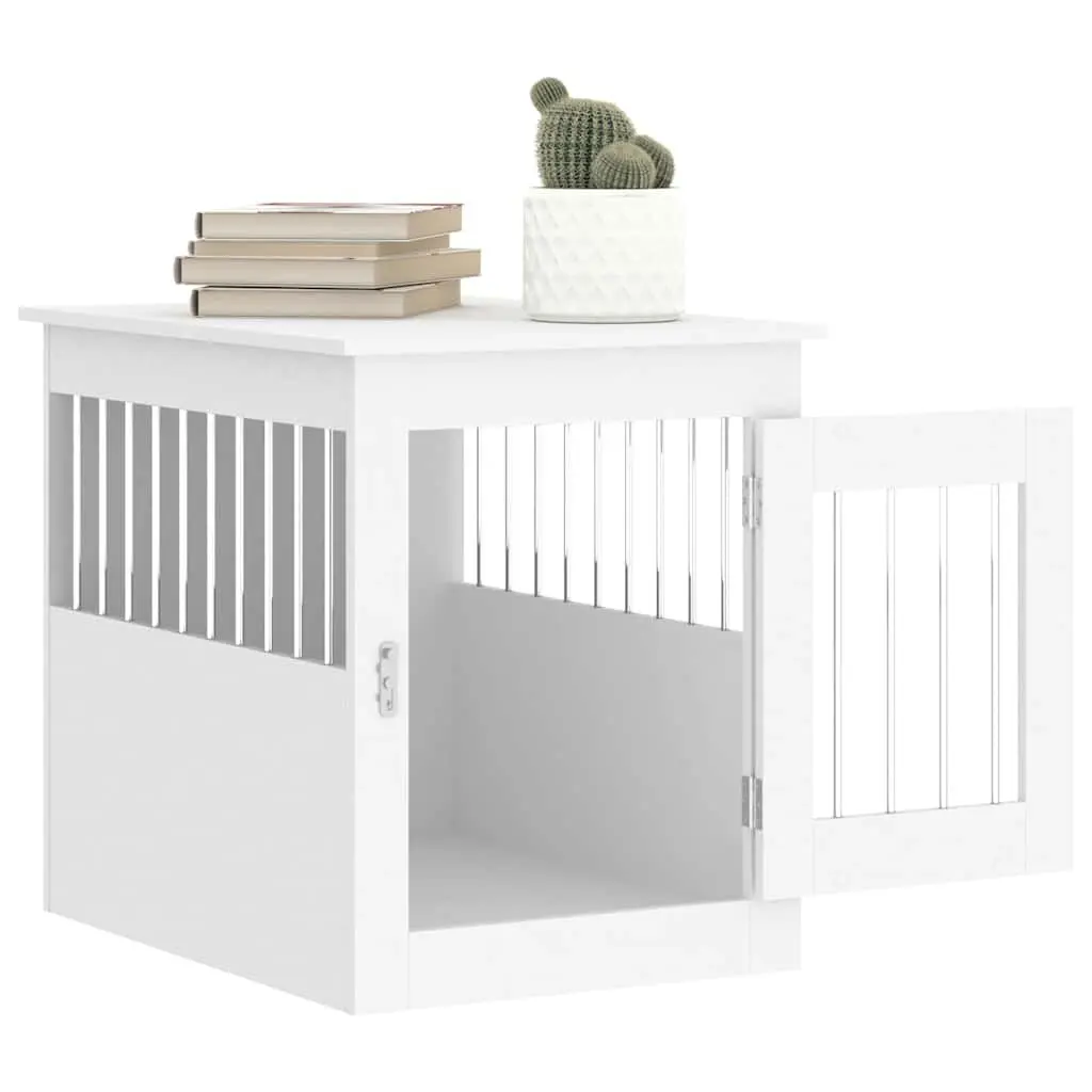 White Dog Crate End Table with Durable Build