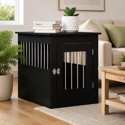 Black Dog Crate Furniture with End Table Design 55x75x65cm