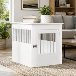 Stylish White End Table Dog Crate Furniture 64.5x80x71cm