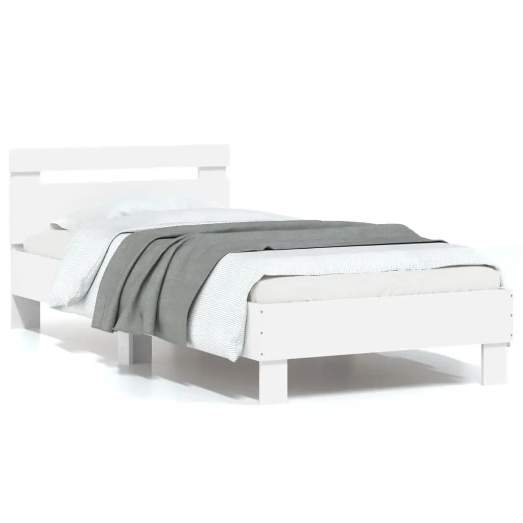 White Bed Frame with Headboard 90x190 cm