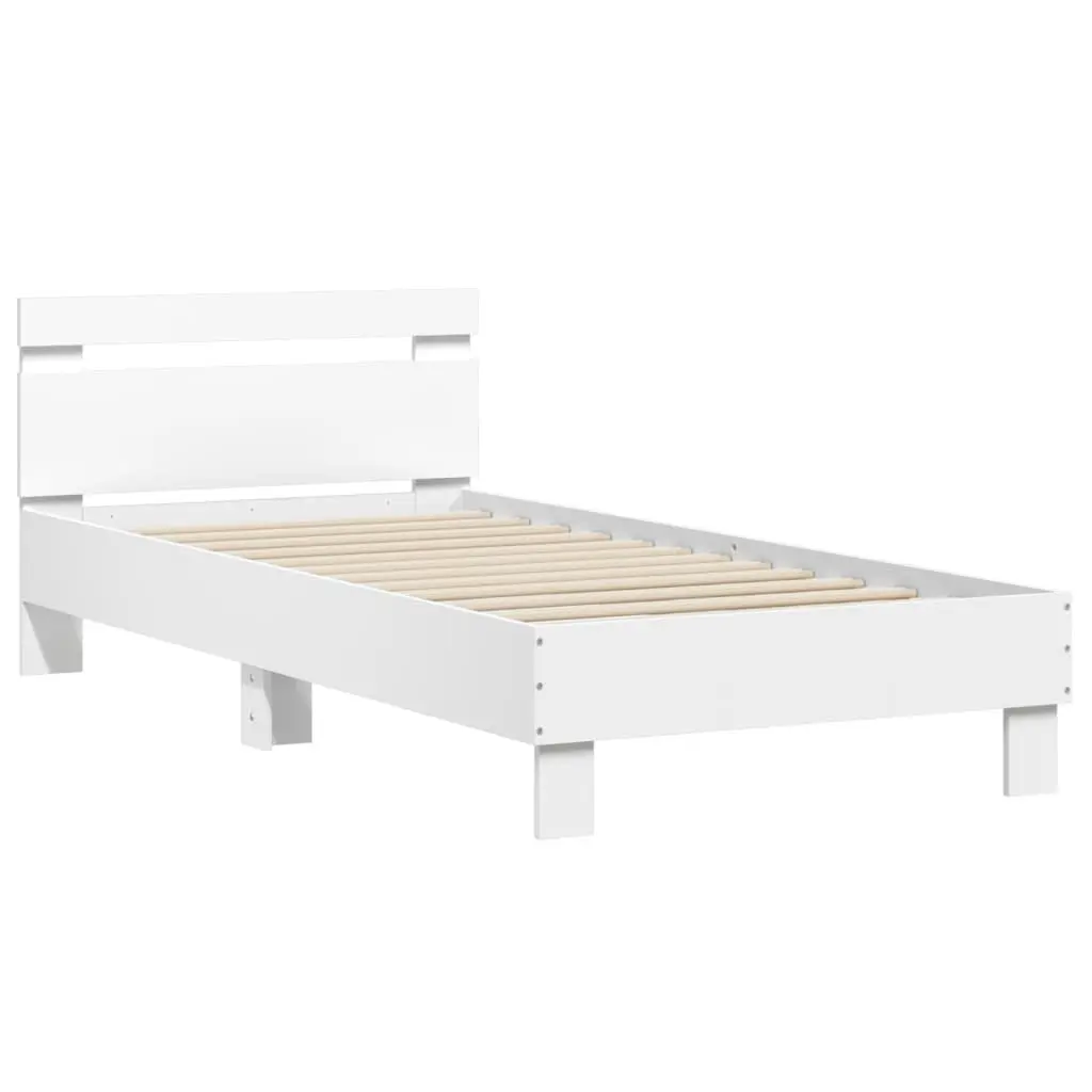 White Bed Frame with Headboard 90x190 cm