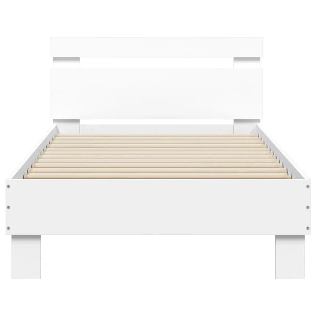 White Bed Frame with Headboard 90x190 cm