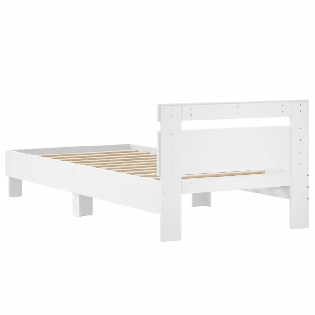 White Bed Frame with Headboard 90x190 cm