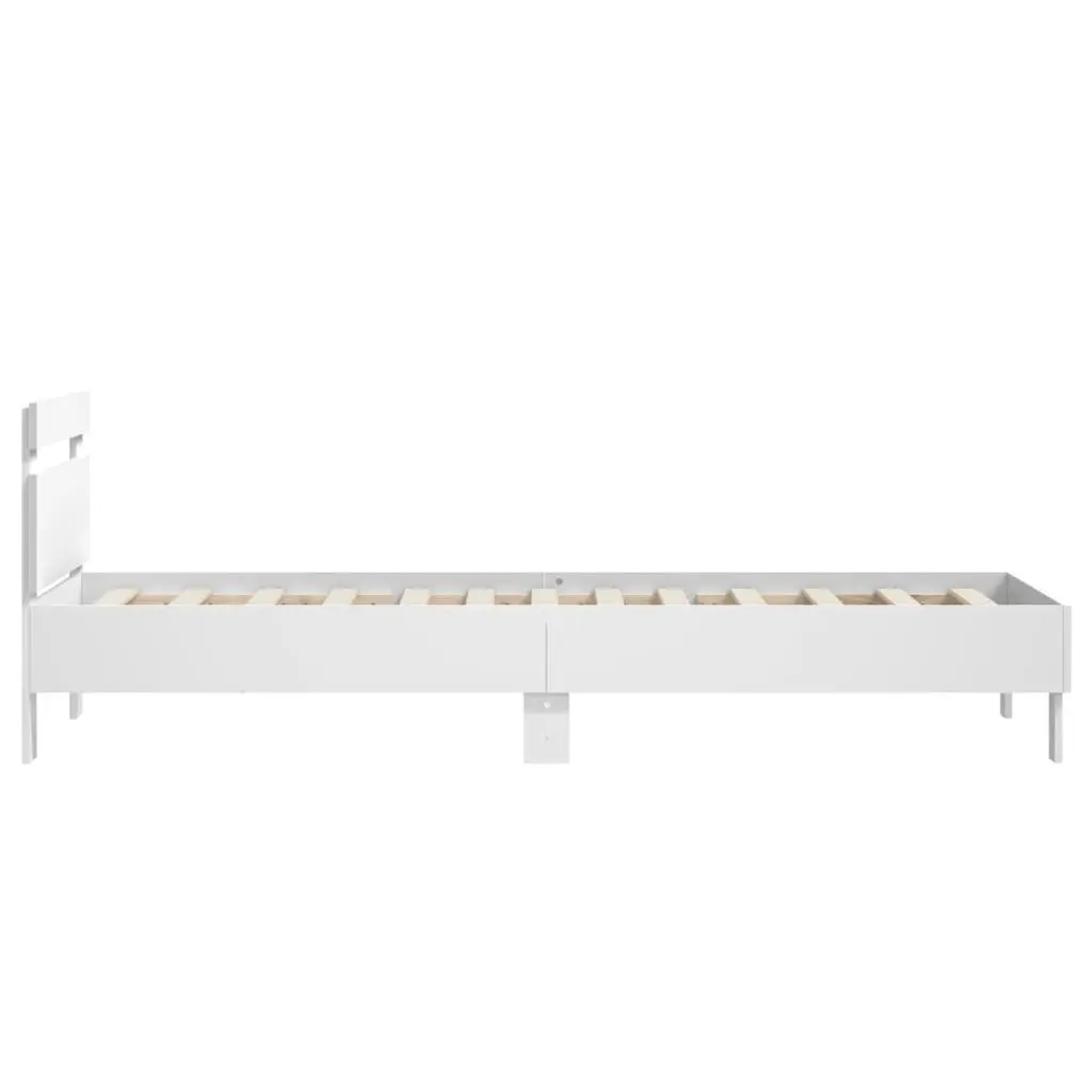 White Bed Frame with Headboard 90x190 cm
