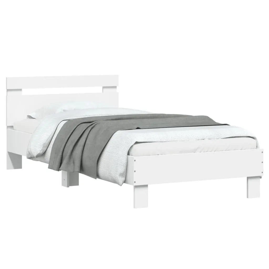 White Bed Frame with Headboard 90x190 cm