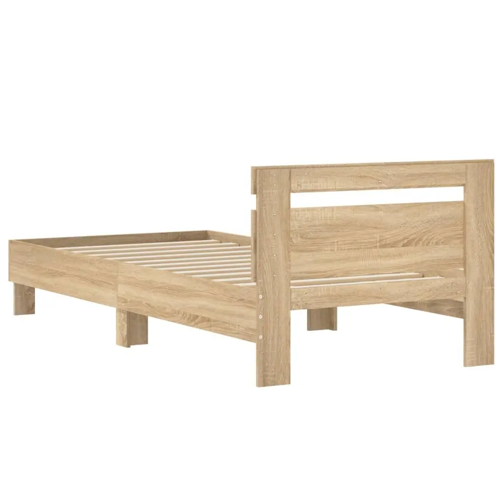 Brown Engineered Wood Bed Frame with Headboard 90x190 cm