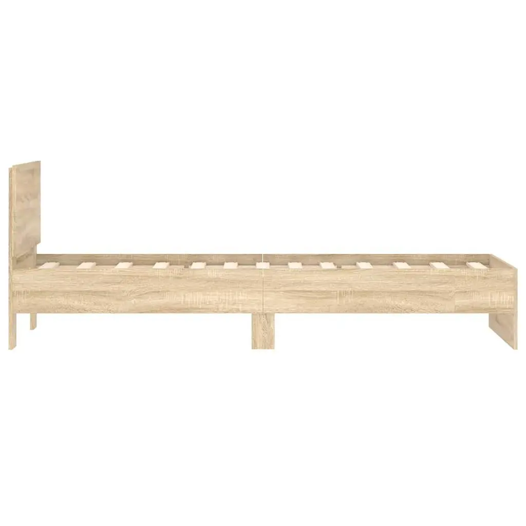 Single Bed Frame Sonoma Oak Brown 90x190cm with Headboard Slatted Base