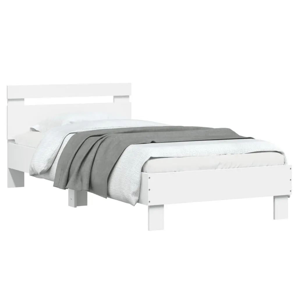 White Bed Frame with Headboard and RGB LED Lights