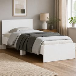 Sturdy White Bed Frame with RGB LED Lights and Headboard