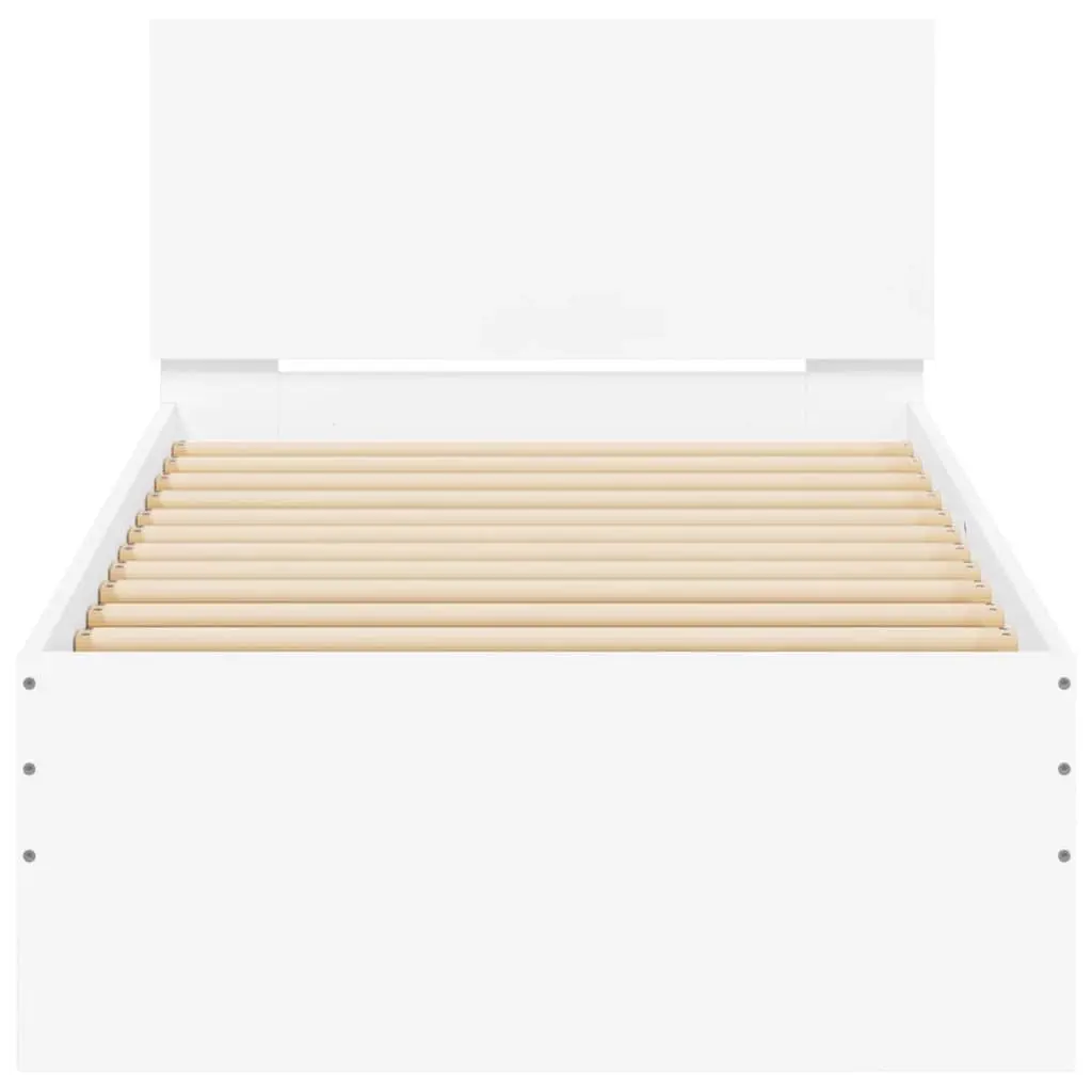 Bed Frame Engineered Wood 90x190 cm White with RGB LED Lights Headboard