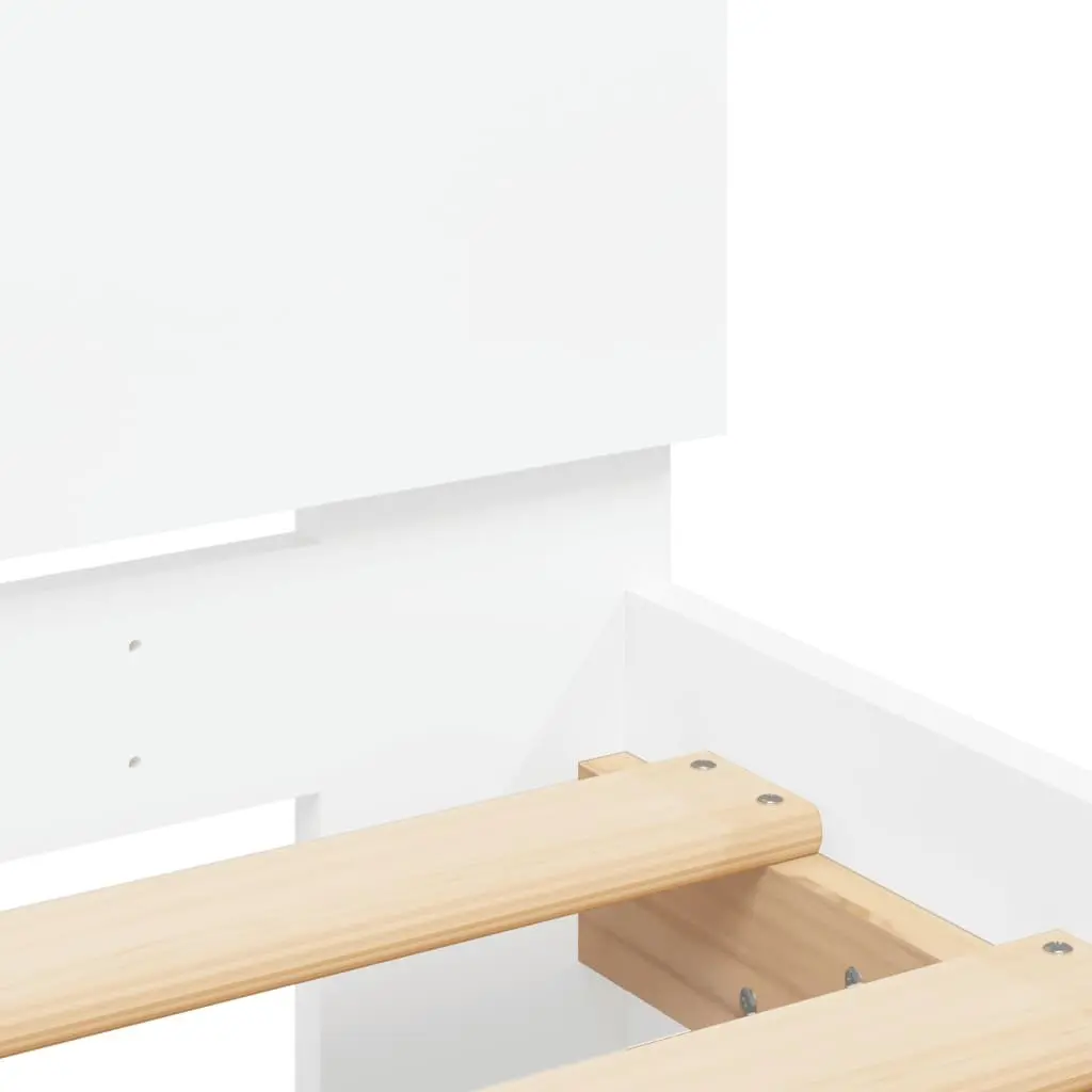Bed Frame Engineered Wood 90x190 cm White with RGB LED Lights Headboard