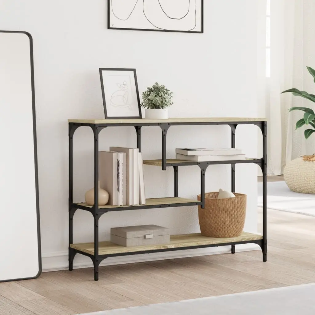 Console Table Sonoma Oak Brown Engineered Wood Hallway Accent Furniture Storage