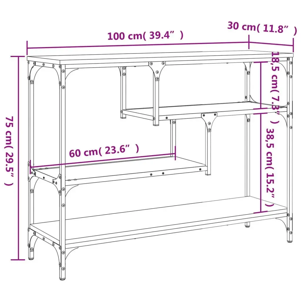 Console Table Sonoma Oak Brown Engineered Wood Hallway Accent Furniture Storage