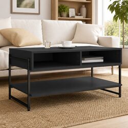 Coffee Table Black 90x50x45cm Living Room Accent Table with Storage Space