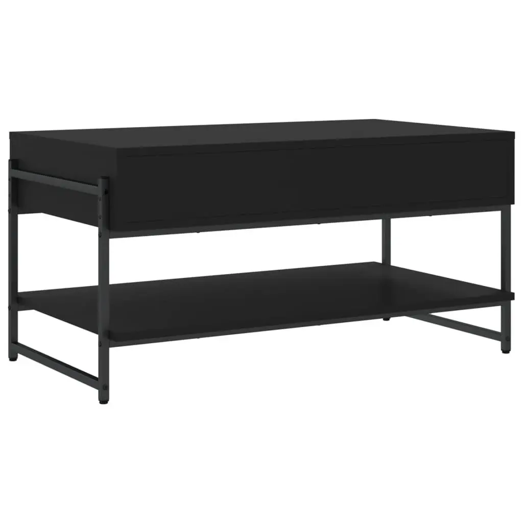 Black Coffee Table with Storage 90x50x45cm