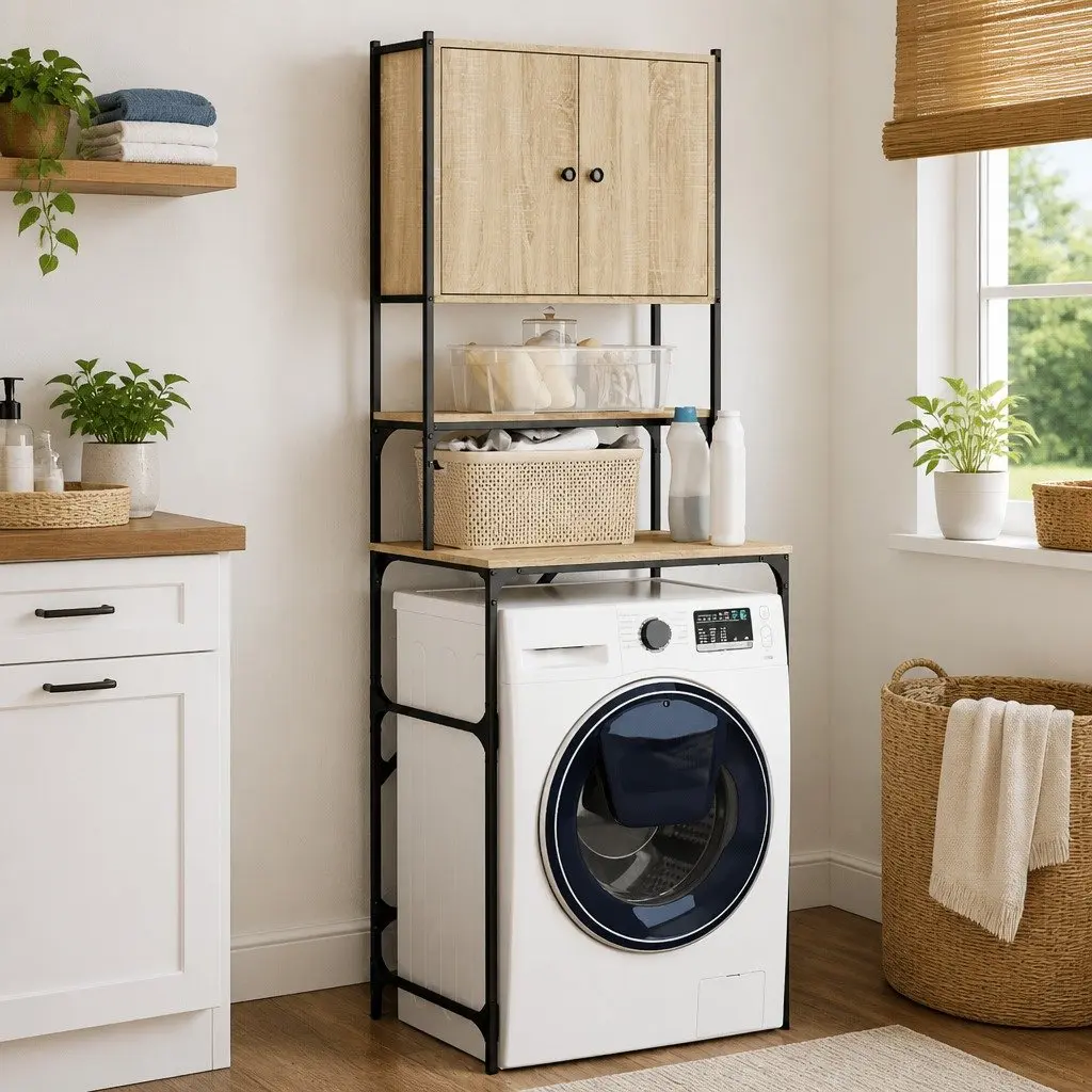 Sonoma Oak Engineered Wood Washing Machine Cabinet