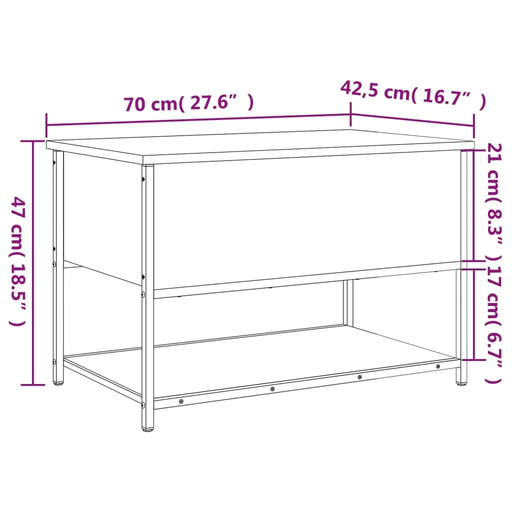 Black Storage Bench with Metal Frame 70x42.5x47cm