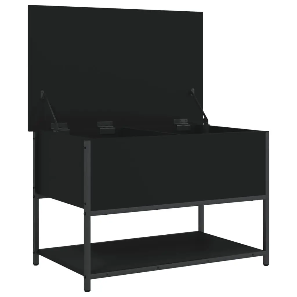 Black Storage Bench with Metal Frame 70x42.5x47cm