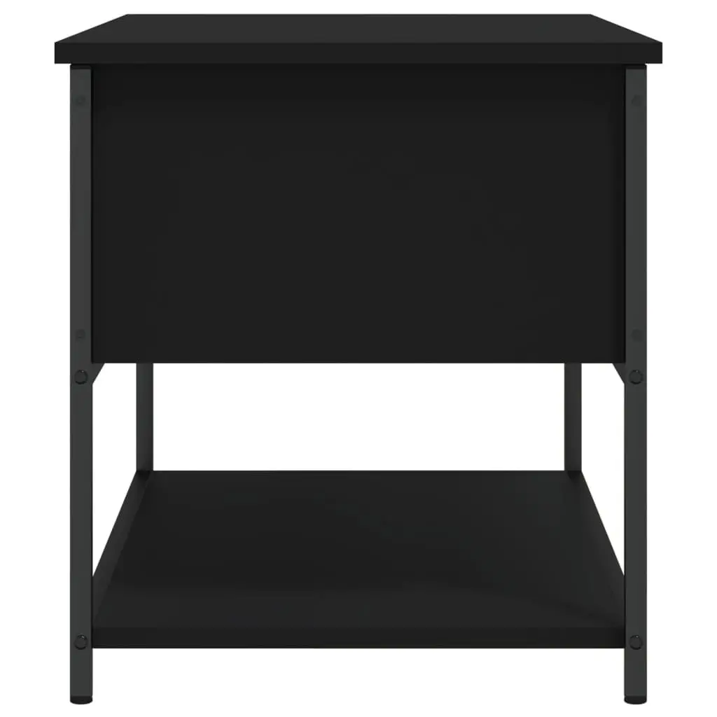Black Storage Bench with Metal Frame 70x42.5x47cm