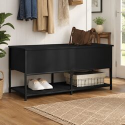 Sturdy Black Storage Bench 100x42.5x47 cm for Hallways