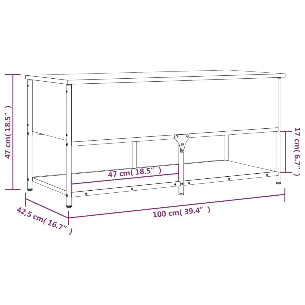 Black Storage Bench 100x42.5x47 cm for Hallways