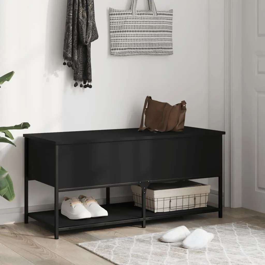 Black Storage Bench 100x42.5x47 cm for Hallways