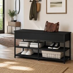 Durable Black Storage Bench for Shoe Organisation
