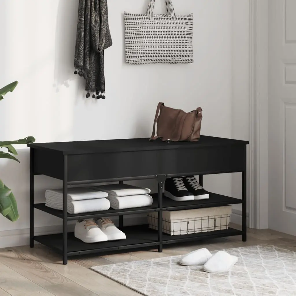 Black Storage Bench for Shoe Organisation