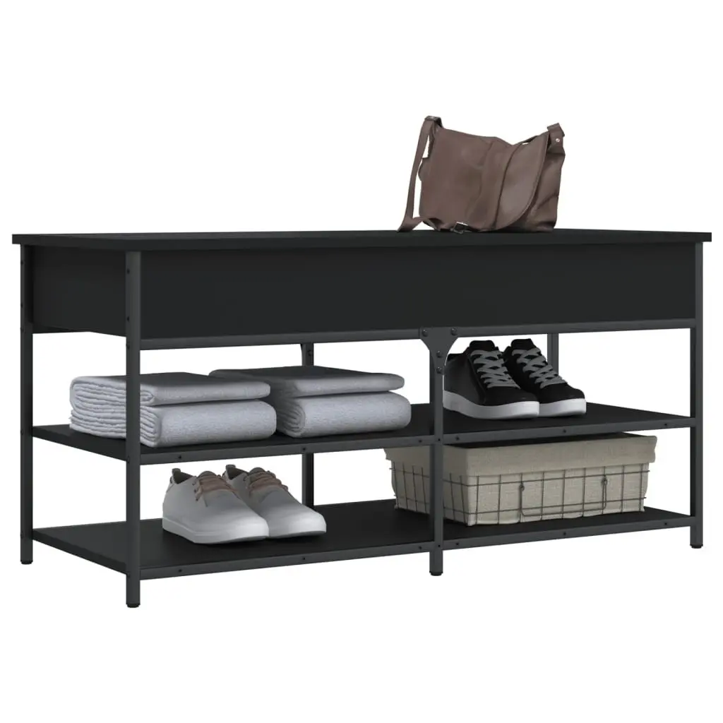 Black Storage Bench for Shoe Organisation