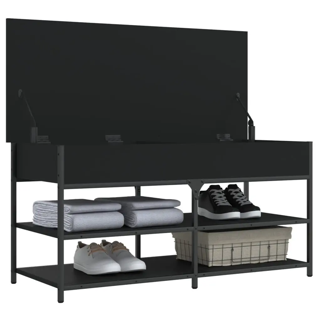 Black Storage Bench for Shoe Organisation