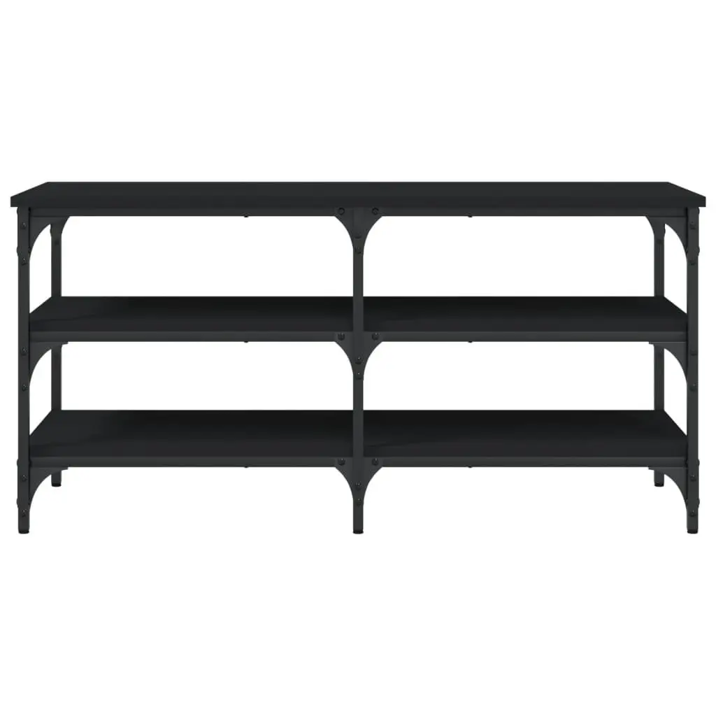 Shoe Bench Engineered Wood Metal Frame 100x38.5x49cm Black 3-Tier Shelves