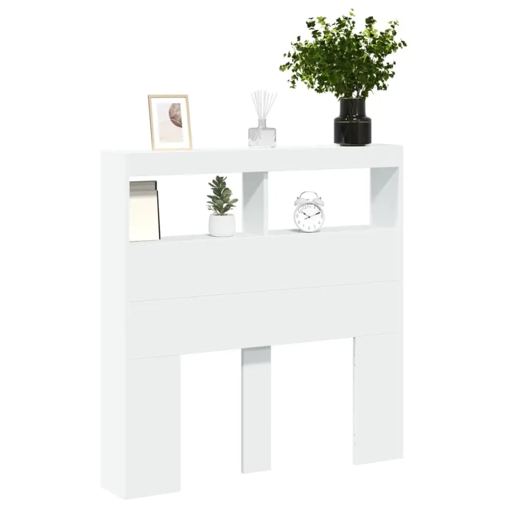 Headboard Cabinet Engineered Wood 100cm White with RGB LED Lights