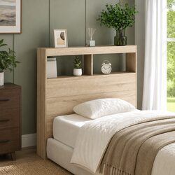 Brown 100 cm Headboard Cabinet with Custom RGB LED Lights